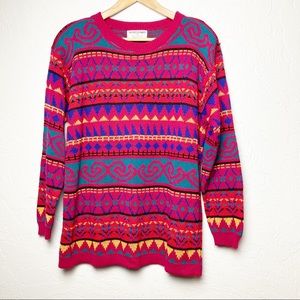80s 90s crazy geometric sweater Alfred Dunner L